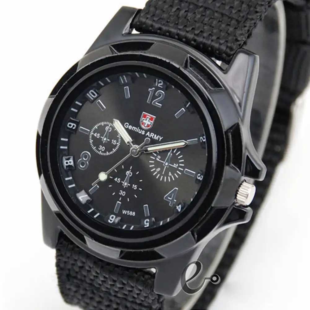 Mens quartz watch nylon watch canvas strap casual sports watch Y250407