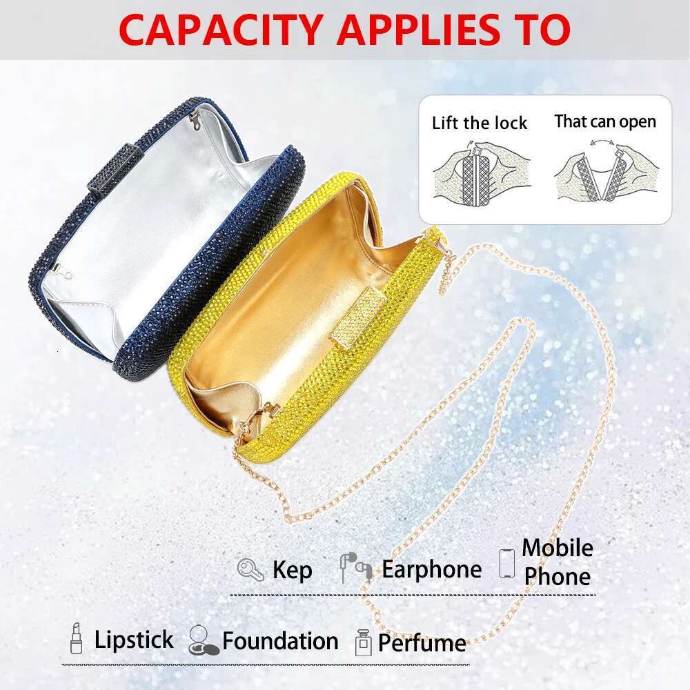 2024 Italy's Latest Design Elegant Ladies Wedding Party Dinner Gift Crystal Gold Sier Dia Evening Clutch Bag