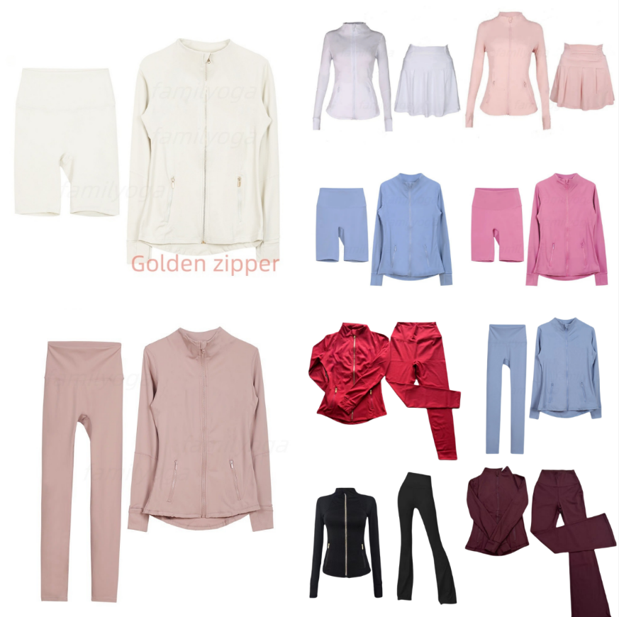 Women Yoga Set Casual Short Sports workout set women sets jackets shorts leggings jackets zip up coat Elastic quick drying and breathable gym suits tracksuits