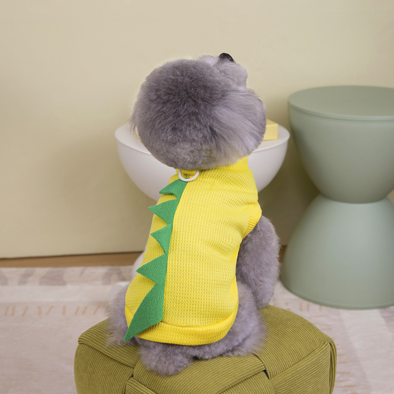 Dog Shirts Elastic Mesh Pet Shirts Little Dinosaur Dog T-Shirt Puppy Dog Sleeveless Vest Lightweight Cool Pet Clothing for Small Medium Dogs Summer Ap
