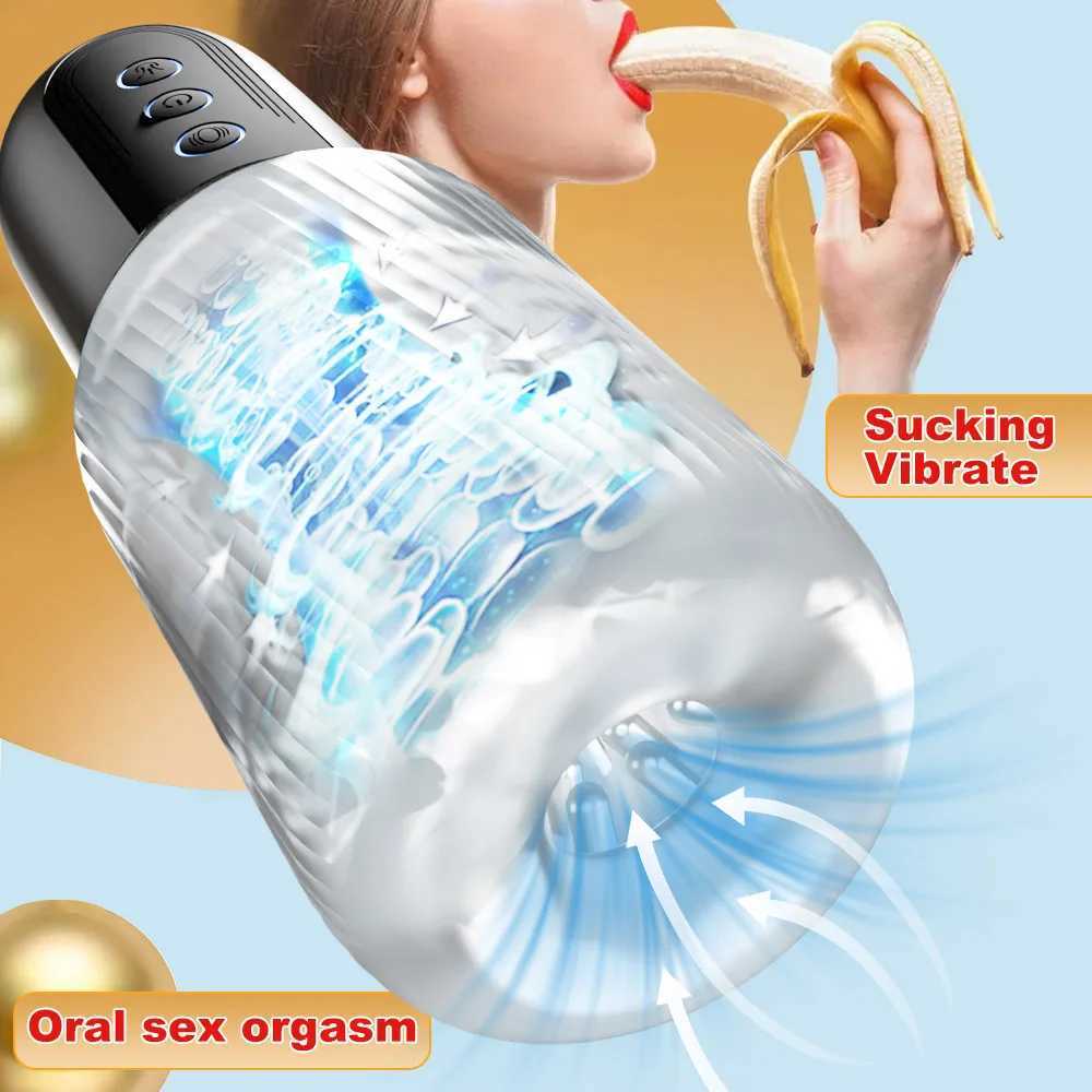 Male Masturbation Cup Automatic Picking Real Oral Vagina Success Vibration Masturbator Sex ToyW250408