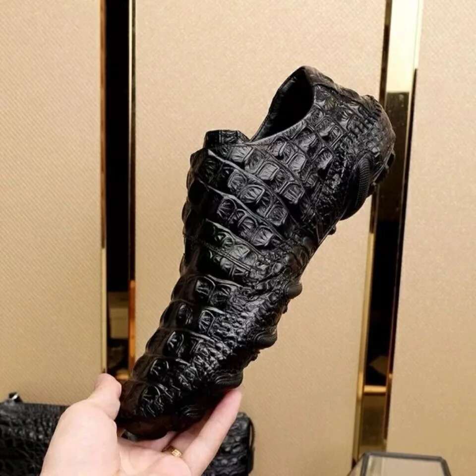 Driving Mens Genuine Loafer Cow Leather Crocodile Pattern Hasp Casual Shoes Atos Hombre