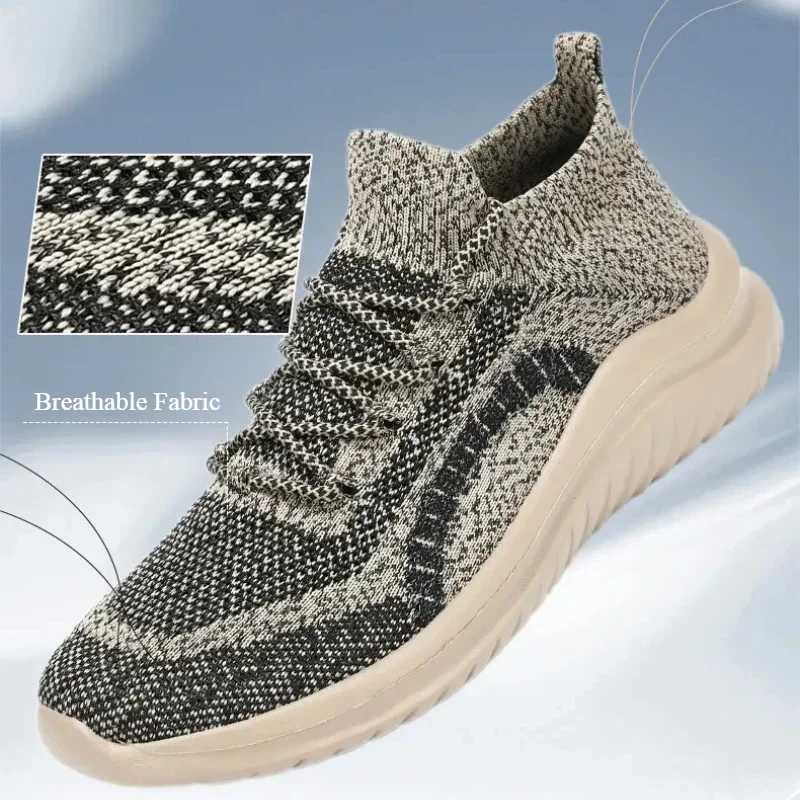 Mens casual walking shoes flight weaving sports shoes fashionable casual sports shoes thick soled walking and running shoes W250407