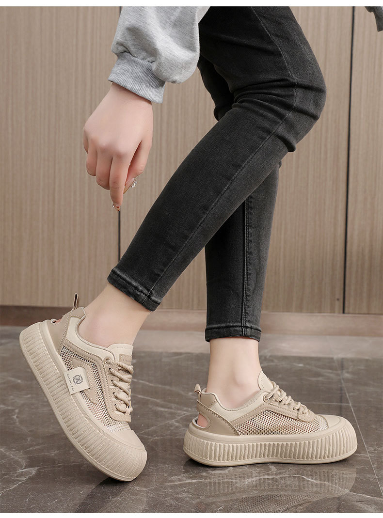 New Casual shoes women sports shoes breathable fashion mesh shoes thick soled height increasing board shoes outdoor leisure daily travel