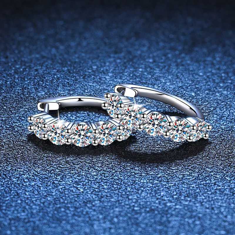 4MM Moissanite Hoop Earrings for Women Wedding Sparkling Simulated Diamond Earring S925 Sterling Silver JewelryC250407