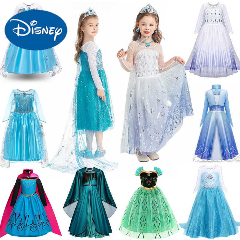 Disney Frozen 2 Snow Queen Elsa Dresses for Girls Costumes Kids Cosplay Halloween Princess Children Gowns Clothing Party Dresses X2504081