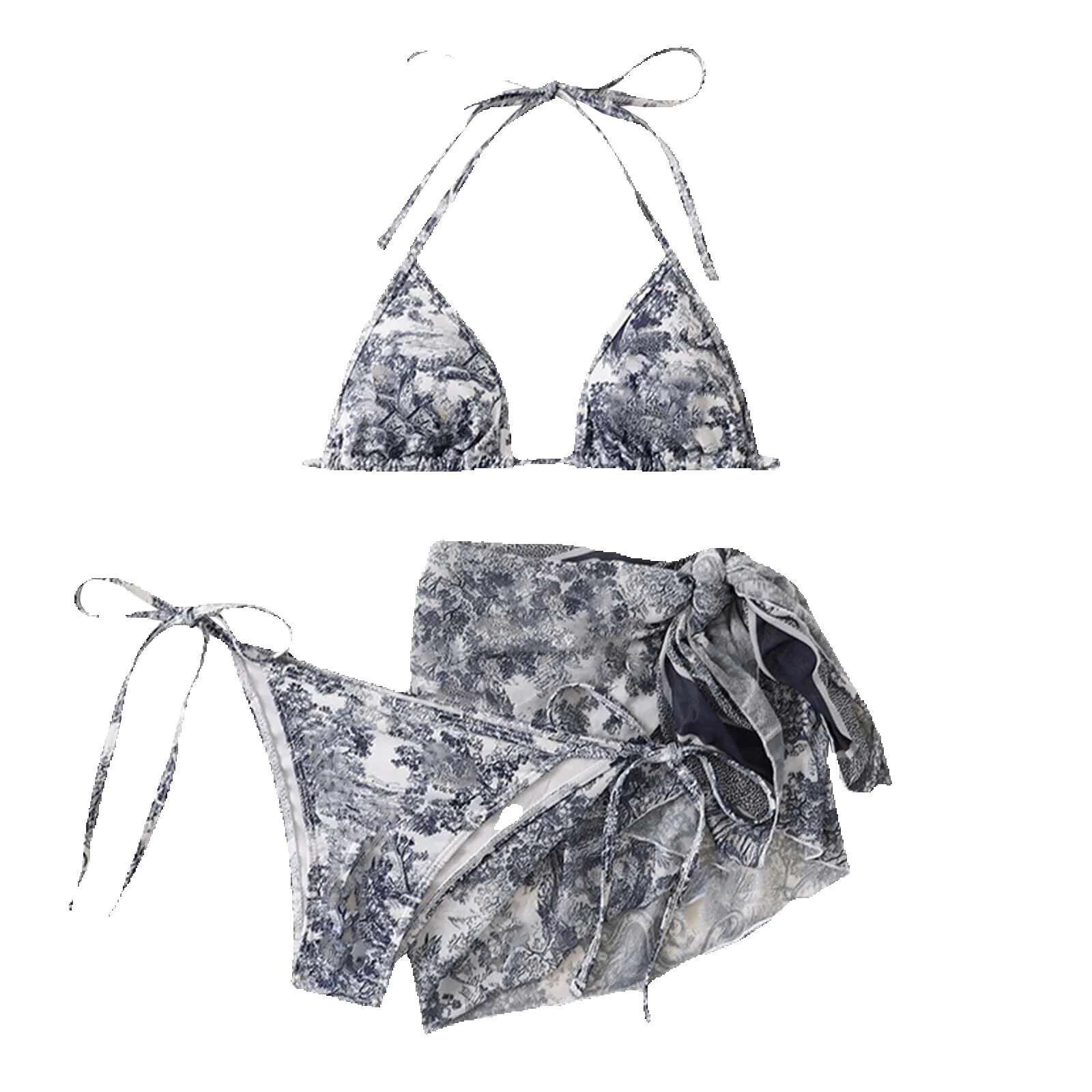 Women's 3-piece set, transparent swimsuit cape, washed, anti-corrosion, sunscreen, E