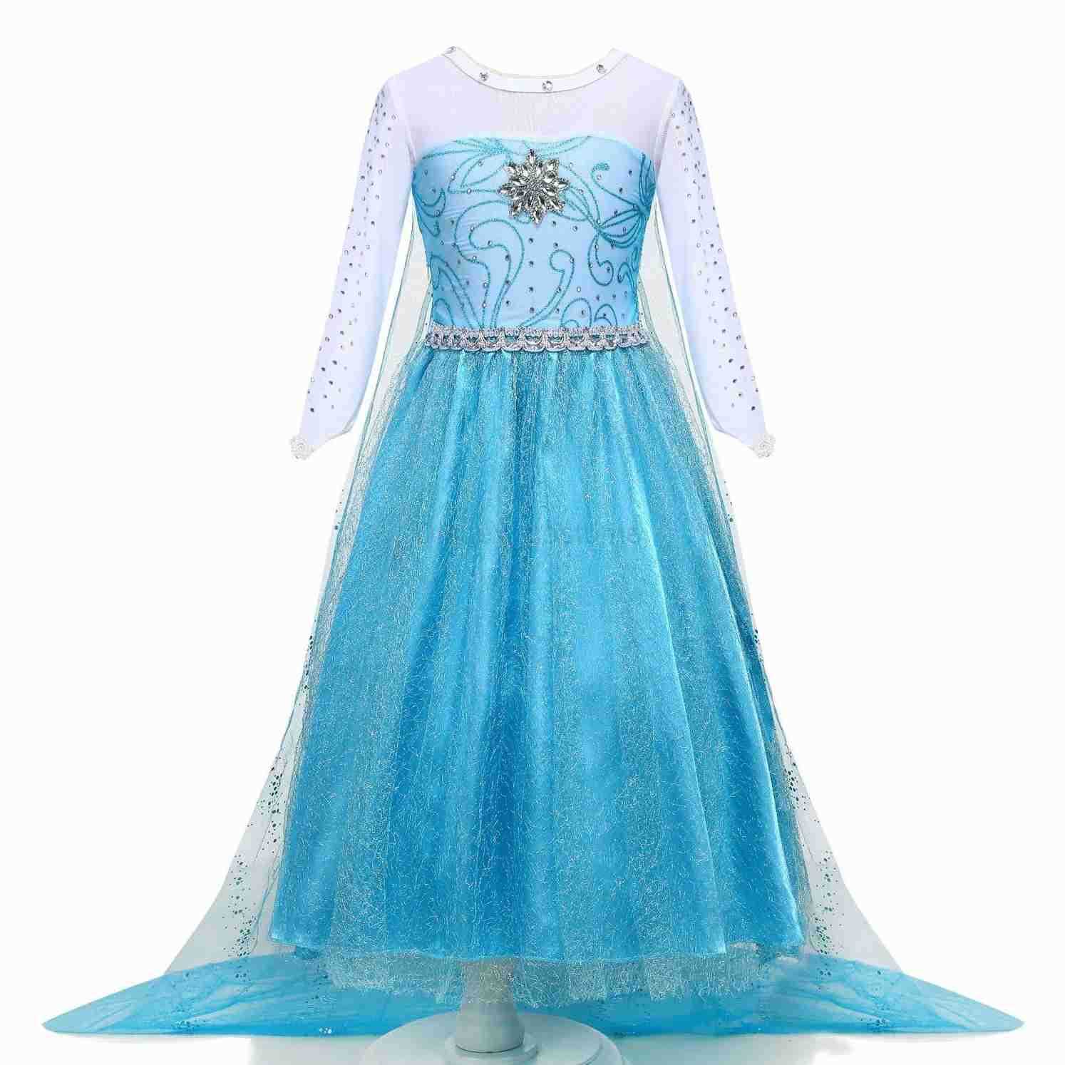 Disney Little girl Elsa movie role-playing white sequin costume frozen 2 princess dress Anna coronation queen dress Halloween costume X250408