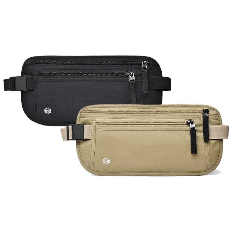 Travel waist bag currency with ultra-thin passport holder RFID blocking travel invisible bag cAsh protection travel documents Z250407
