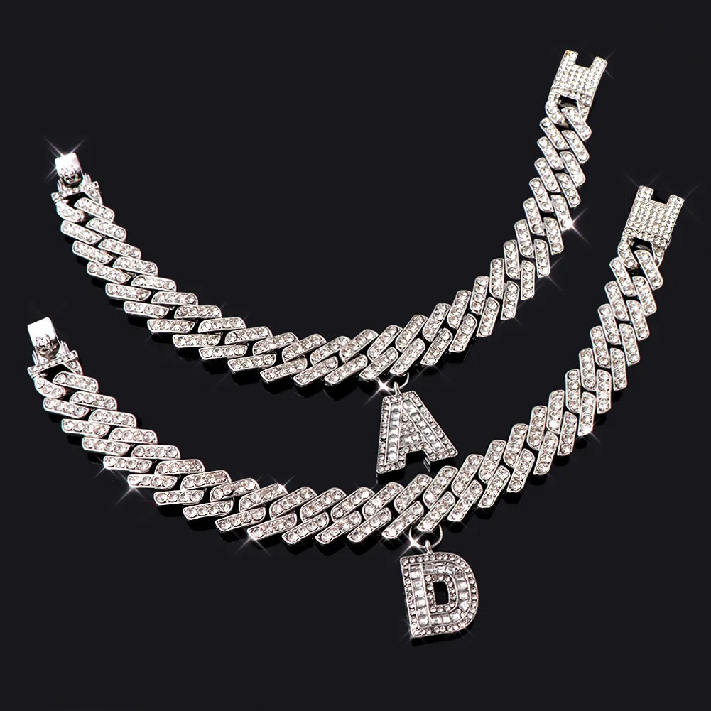 15mm DIY Gold Color Layered Initial Cuban Link Chain Iced Out Anklets for Women Cuban Anklet Bracelet Stainless Steel Jewelry 250403