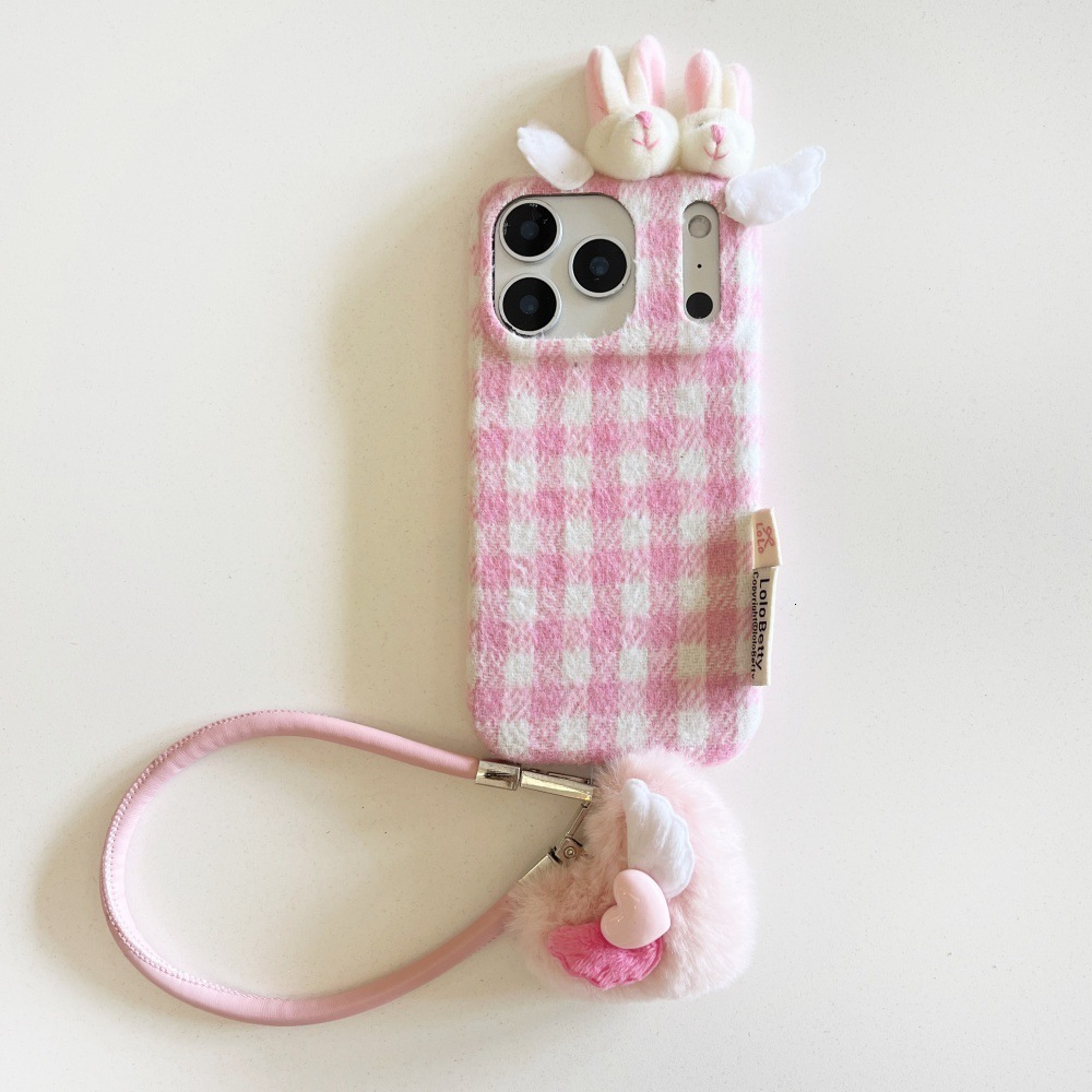 Autumn Winter Rabbit Head Solid Color Phone Case Compatible with iPhone 17/16 Pro Simple Anti-drop iPhone 15/14 Cartoon