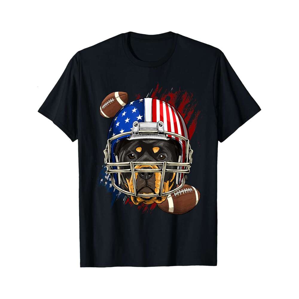 Designer T shirt Rottweiler American Football Dog Lovers USA Flag - 220g Tshits