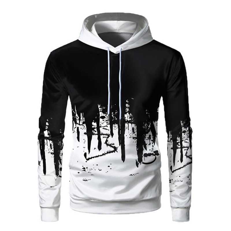Mens sweater new outdoor sports digital 3D printing hooded sweater couple baseball set loose mens clothing casual top W250408