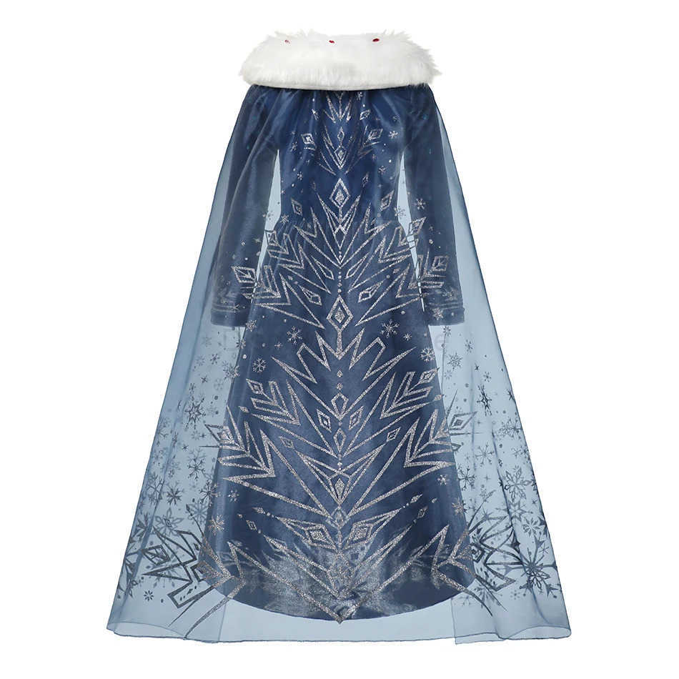 Disney LED Light Up Esla Costume Winter Dress Fur Collar Halloween Disguise Party Girls Birthday Party Gowns Long Sleeve Girls Dresses X250408