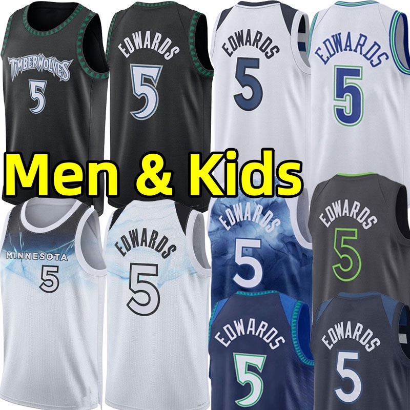 Stitched Anthony Edwards Jersey Basketball Jerseys Men Kids Youth City vest Wear Youth adult children white Classics