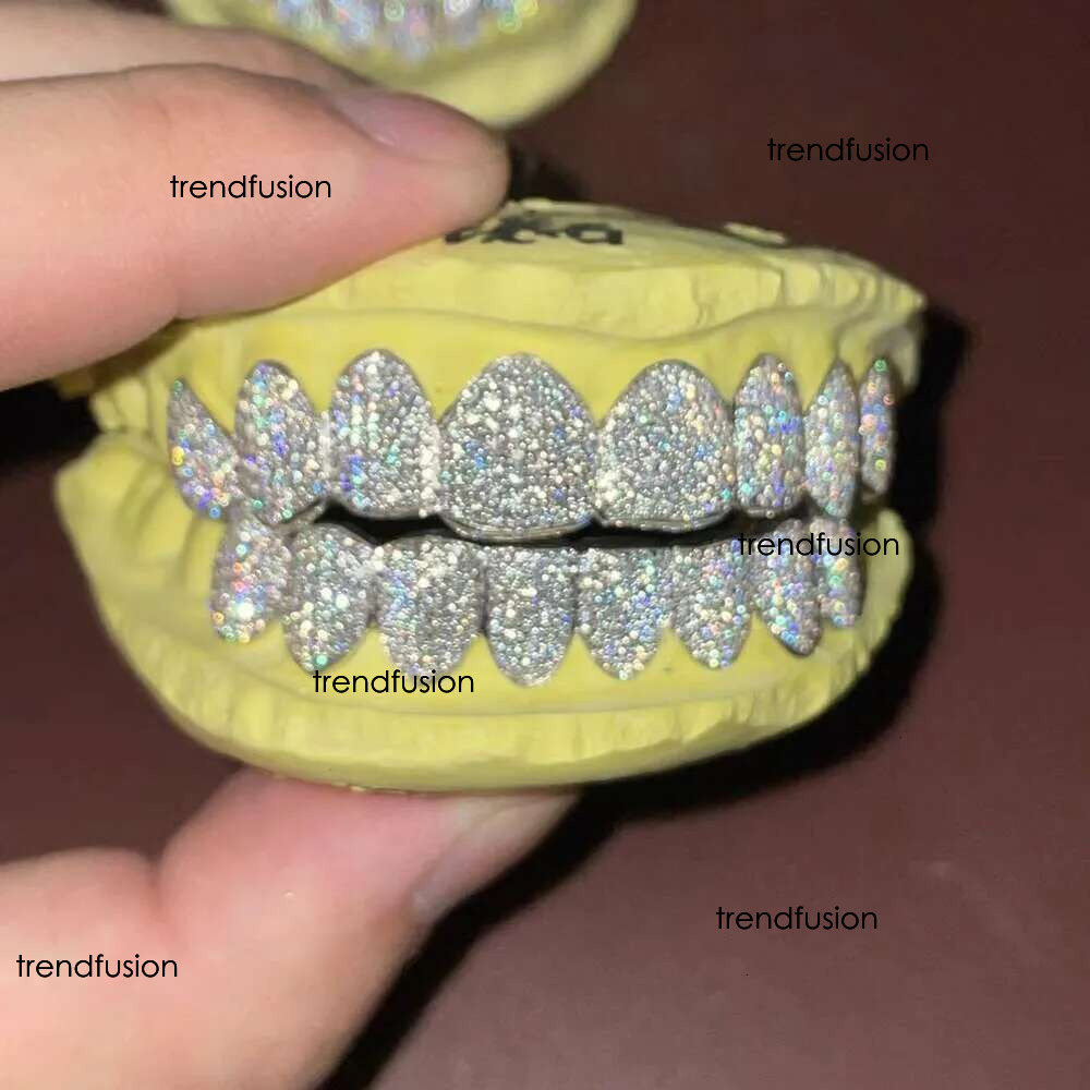 Custom Made Hip Hop Iced Out Sterg sier Jewelry Permanent Cut VVS Moissanite Dias Teeth Mouth Grillz