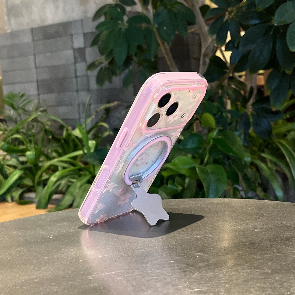 Magnetic Flower Five-pointed Star Stand Phone Case Compatible With iphone 17/16 Pro Max 2-in-1 Cartoon 15/14 Pro Shockproof