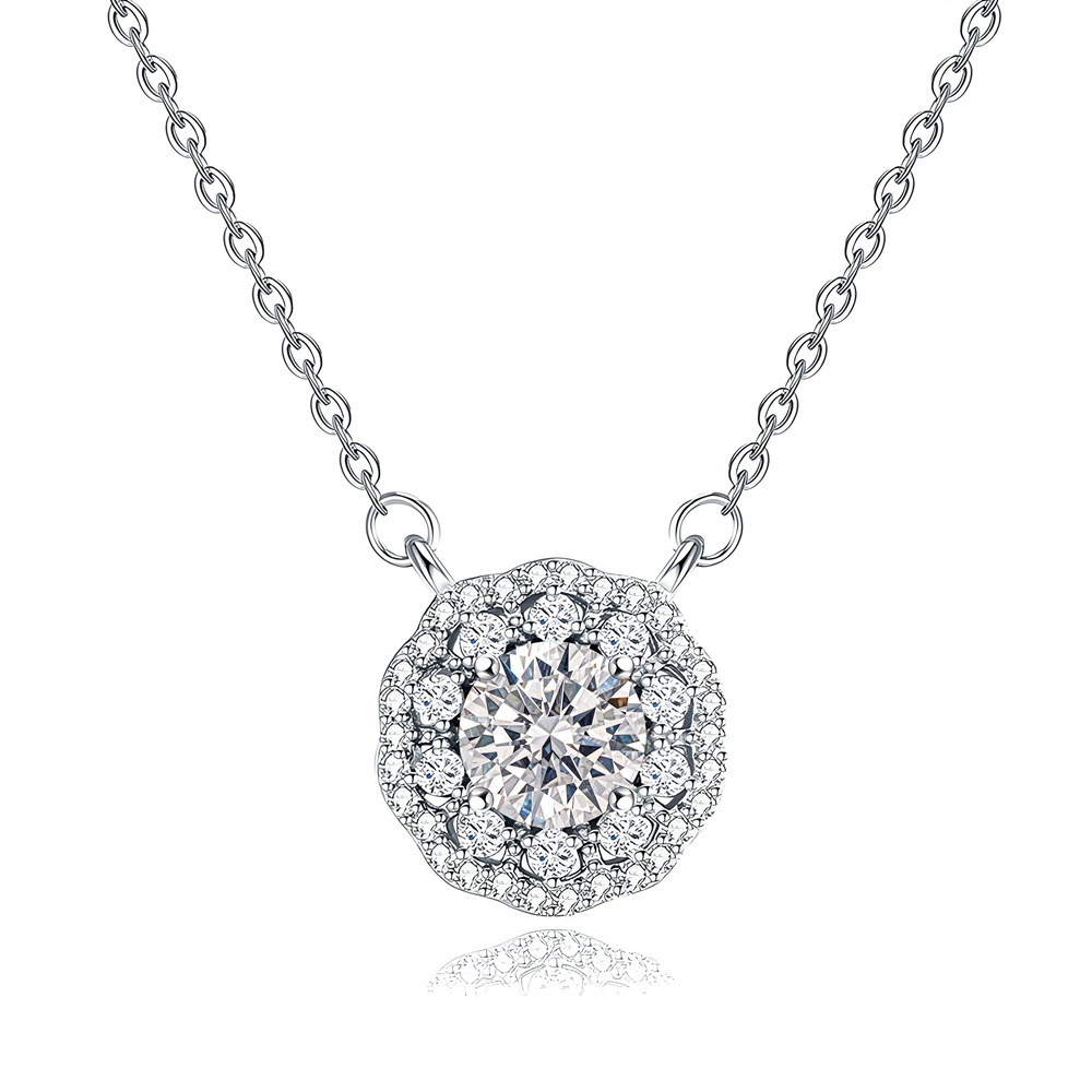 TaiYang GRA 1CT 6.5mm Hearts & Arrows Moissanite Necklace for Women, Luxurious S925 Wedding Engagement Diamond Necklace with Moissanite Certificate