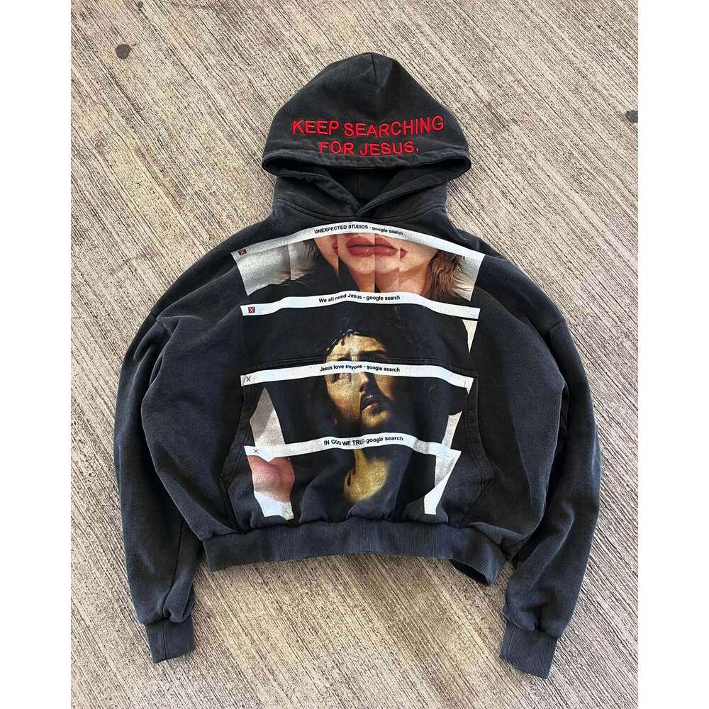 American street hip hop high-quality washed pure cotton embroidered design sense fashionable top for both men and women hoodie