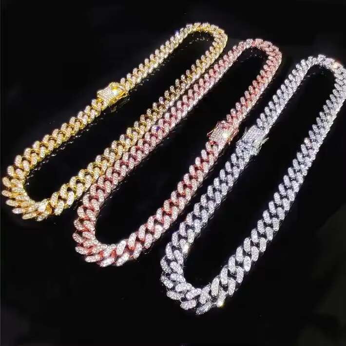 Ice Out Vvs Silicon Stone Gold Plated Cubin Chain Necklace