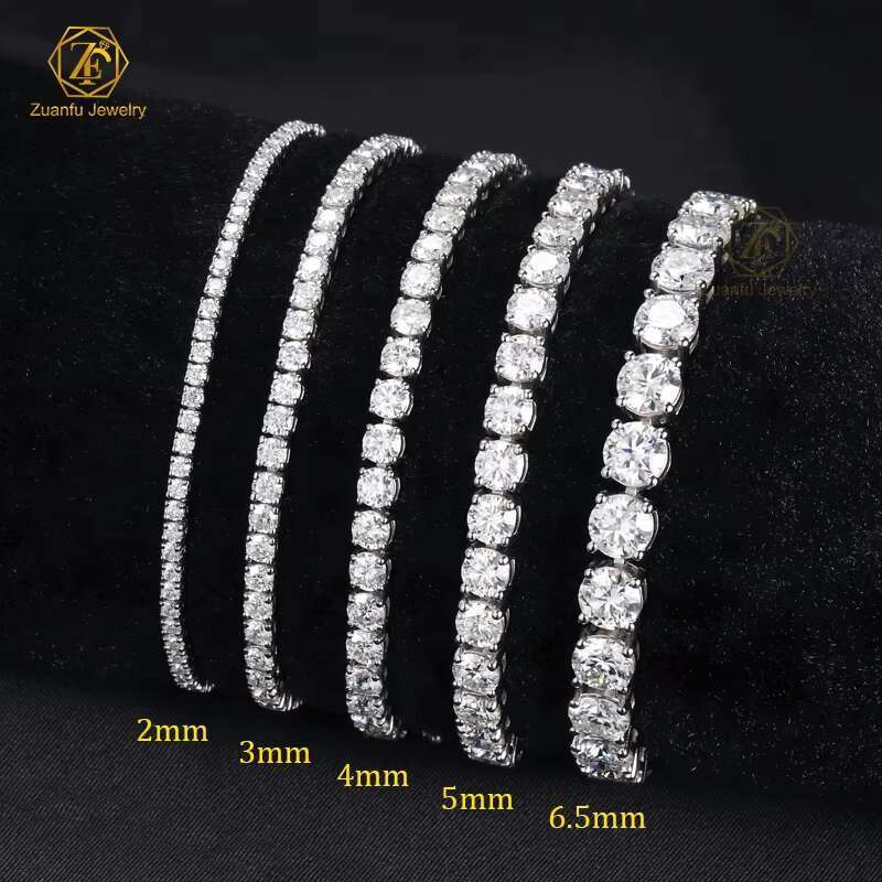 2mm -6.5mm cluster tennis chain sier jewelry VVS silica clover bracelet boutique necklace