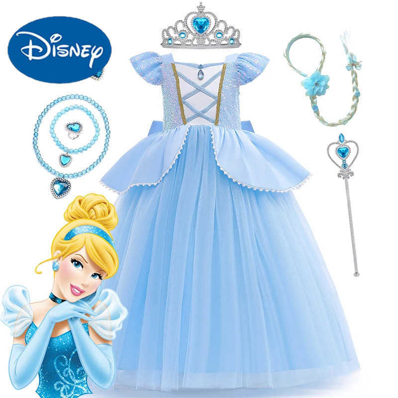 Disney Girl Cinderella Cosplay Dress Up Clothes for Girls Halloween Carnival Party Princess Costume Kids Birthday Wedding Gown X250408