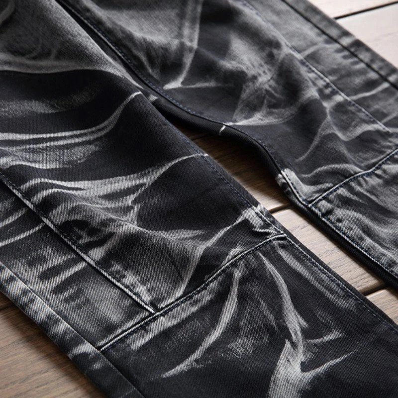 European and American denim jeans mens motorcycle pants regular suitable for straight leg trend n highquality plus size 250408
