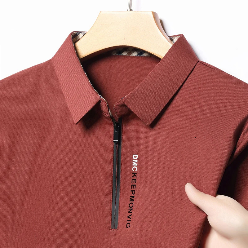 Half Zip Stand Up Collar Mens Long Sleeved T-shirt Autumn/winter Polo Shirt Business Base Shirt 251107 - view 6