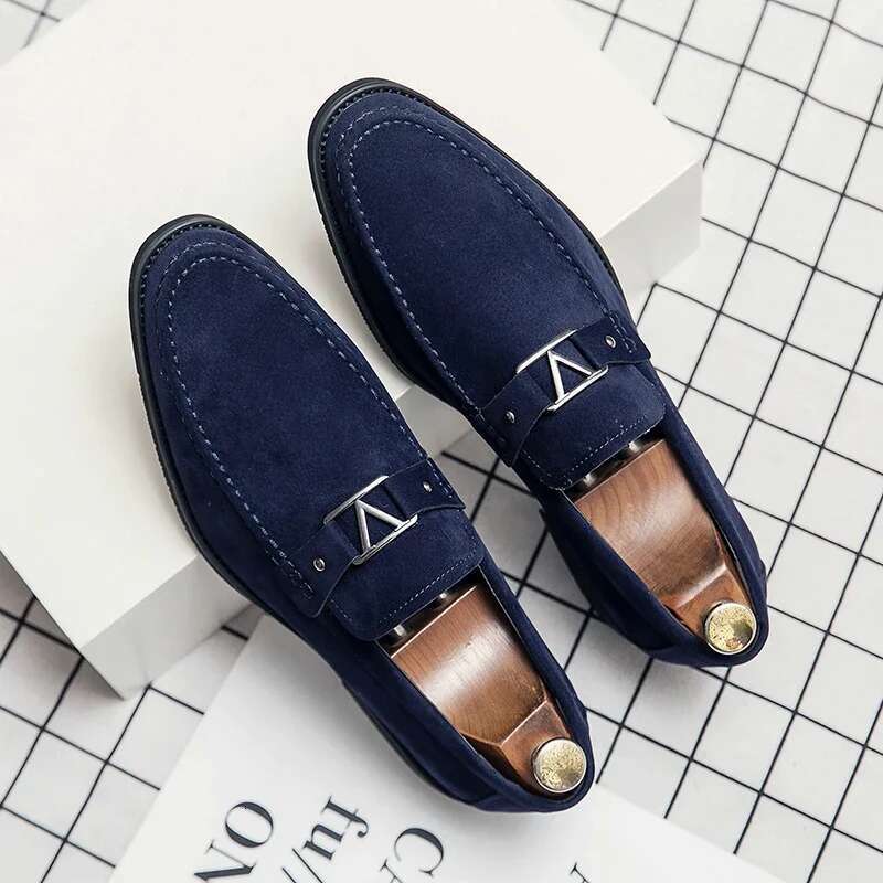 2024 Men's Suede Party Leather Fashion Business Loafers Man Banquet Dress Shoes Casual Plus Size 38-48