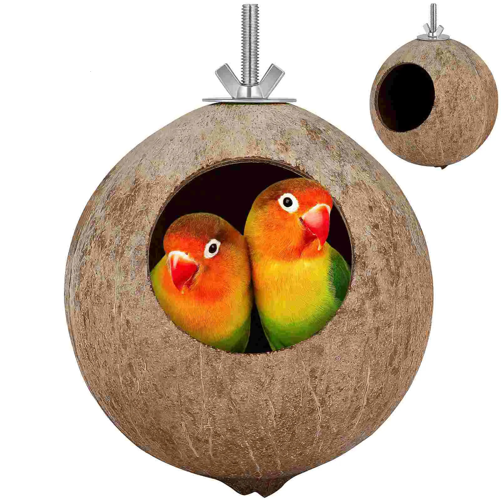 Birdcage Pet Bird Nest Hanging Bird Coconut Shell Bamboo Wood 250403