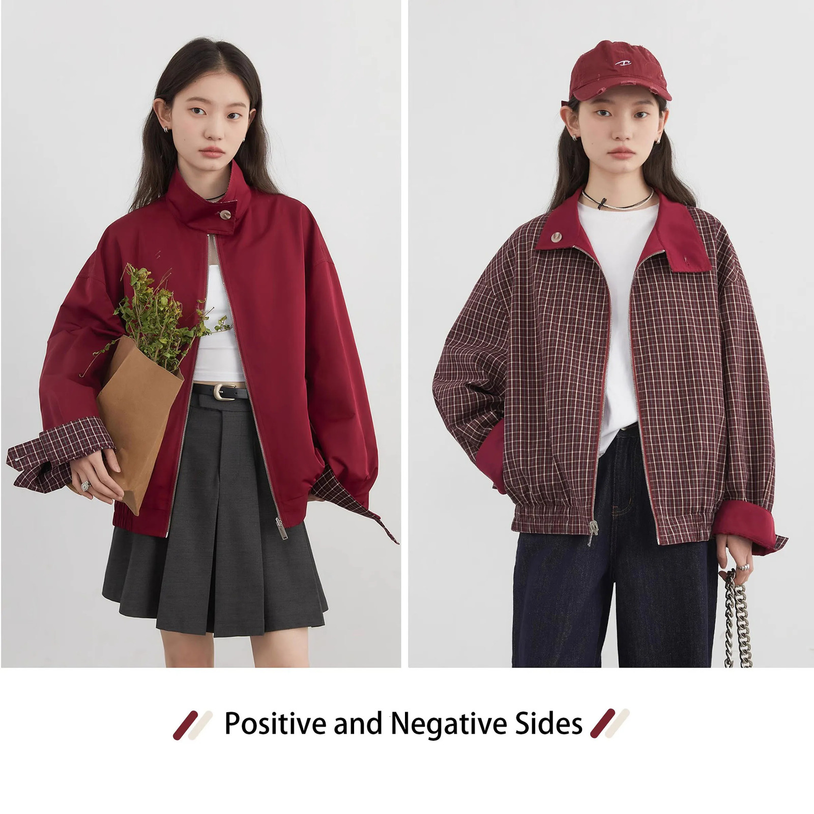 CHIC VEN womens casual reversible stand up collar workwear outerwear Spring and Autumn 250407