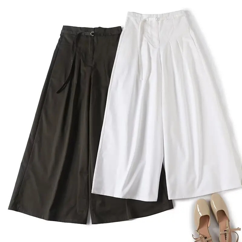 UNIZERA Womens High Waist Slim Minimum Solid Color Wide Leg Pants with a Spring Style Atmosphere 250407