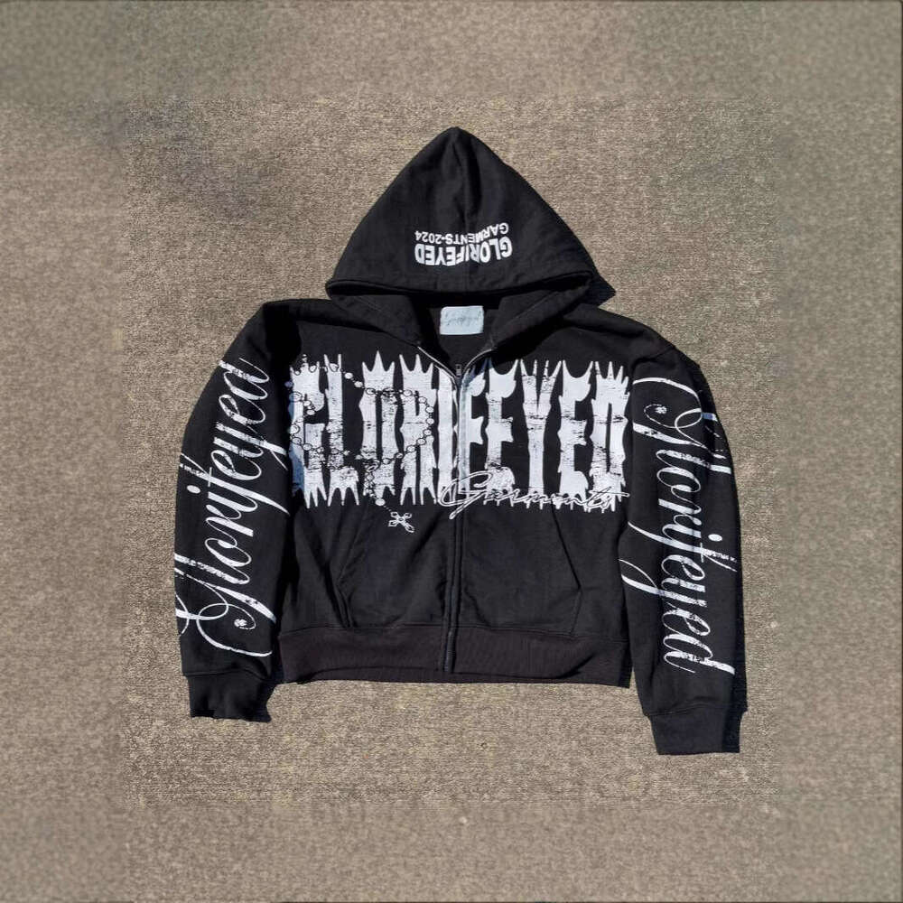 American versatile casual unisex post apocalyptic wasteland style loose letter printed street hoodie