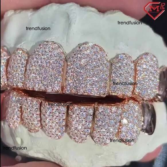 Iced Out Hip Hop Teeth Pass Dia Tester Rose Gold Sterg Sliver Custom Vvs Moissanite Grillz