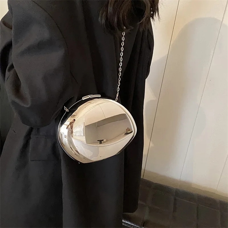 er Acrylic Shell Shape Clutch Bag Gold Silver Women Evening Party Bag Cute Shiny Metal Shoulder Crossbody Bags Small Purse 250401