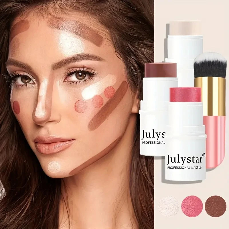 4 pieces of ultimate face cream contour makeup kit seamlessly mixed with Highlighter powder blusher to build a lasting stick 250325