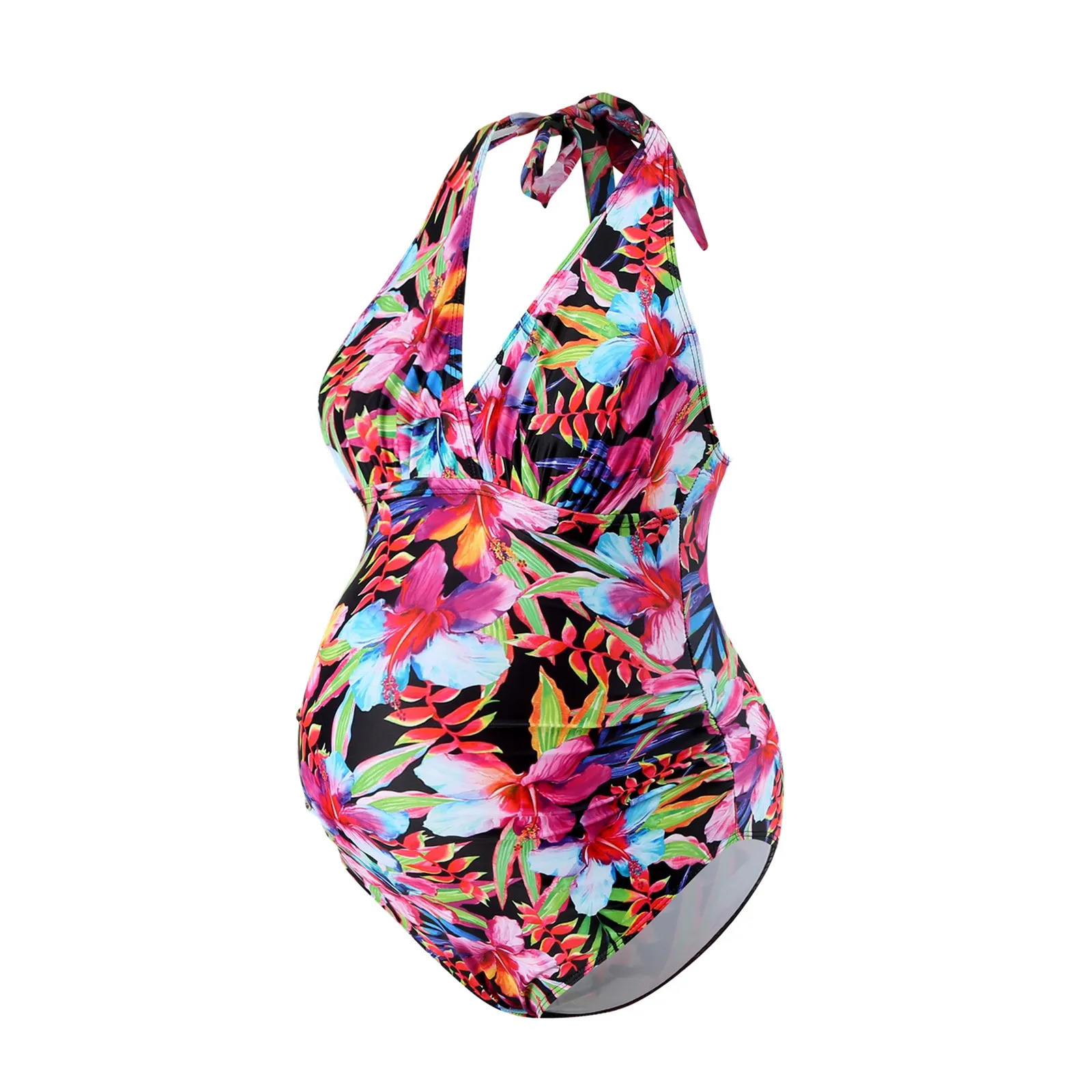 Summer Maternity Womens Maternity V Neck Floral Swimwear Bathing Beach Sexy Swimsuit Suits Maternity Pregnancy Swimwear Set 250407