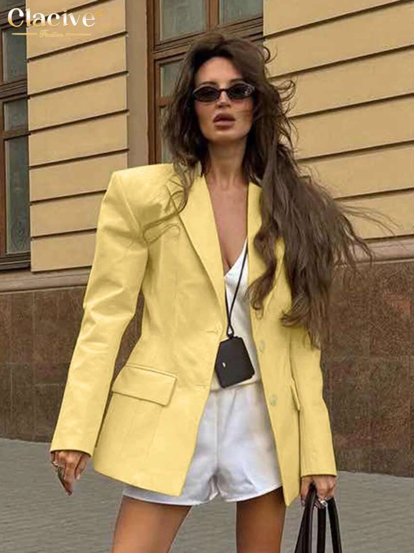 Winter Loose Yellow Cotton Office Women's Blazer Fashion Lapel Long Sleeve Blazers Elegant Classic Top Female Clothing