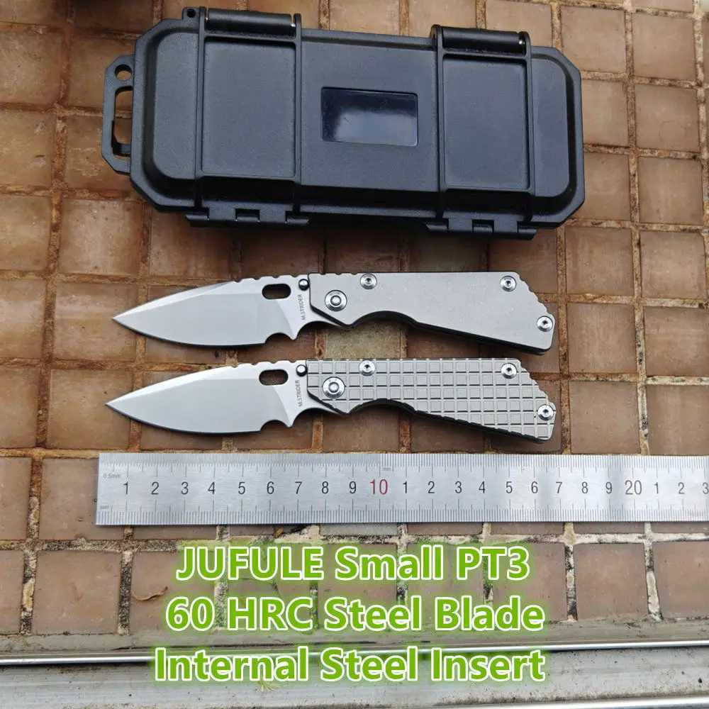 JUFULE Real 154CM Blade Strider PT3 Titanium Handle Copper Washer Folding Knife Tactical Pocket Camping Hunting Outdoor EDC Tool Z250408