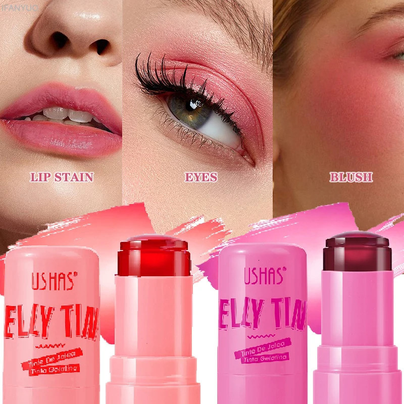 Milk jelly powder blusher stick lipstick waterbased gloss matte eye shadow longlasting bright contour red makeup 250325