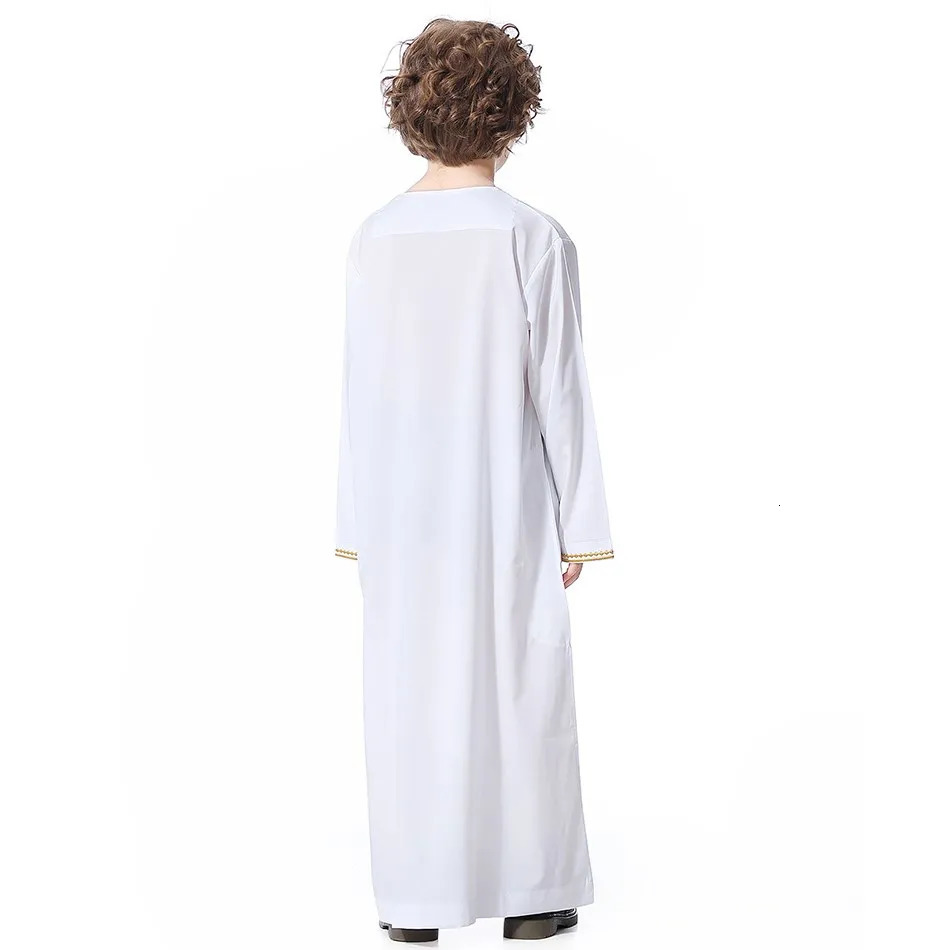 Children Thawb Teens Summer Muslim Robe Kids Arab Folk Clothes Boys Solid Color Thobe 5-14 Years National Outfit 250407
