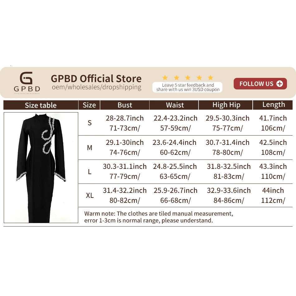 GPBD 2025 New Black And Slim Beaded Sleeve Bandage Long Dress Maxi Dresses For Women