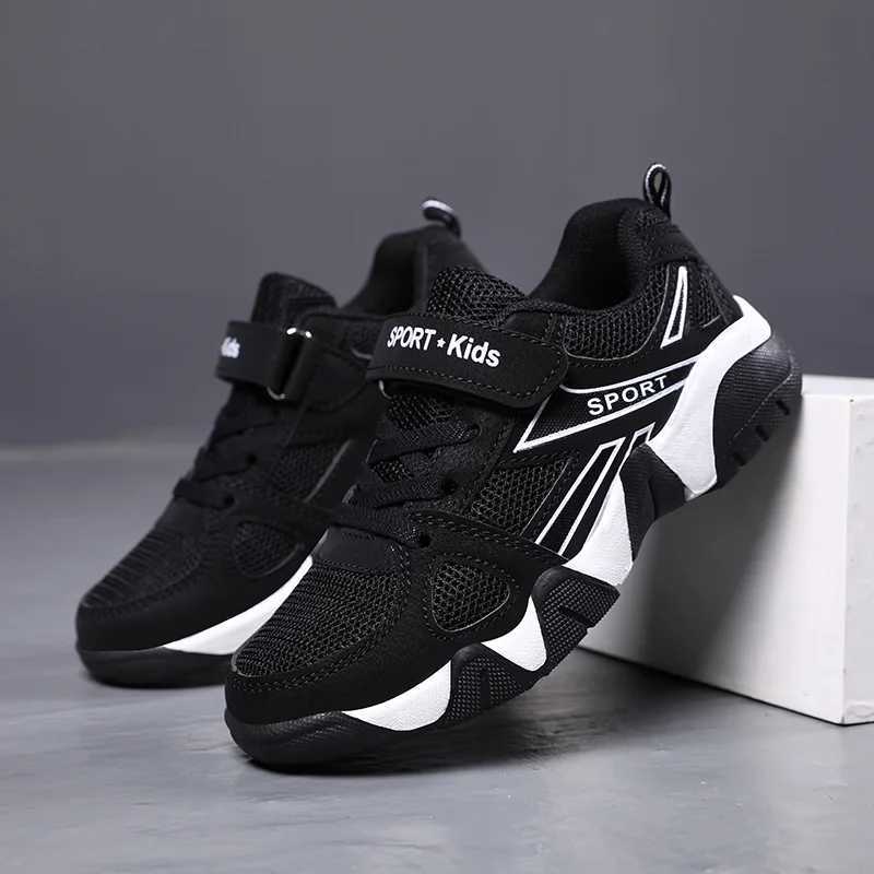 Childrens sports shoes boys shoes 2023 new fashion childrens shoes 6-12 years black mesh comfortable casual sports boys tennis shoes W250407