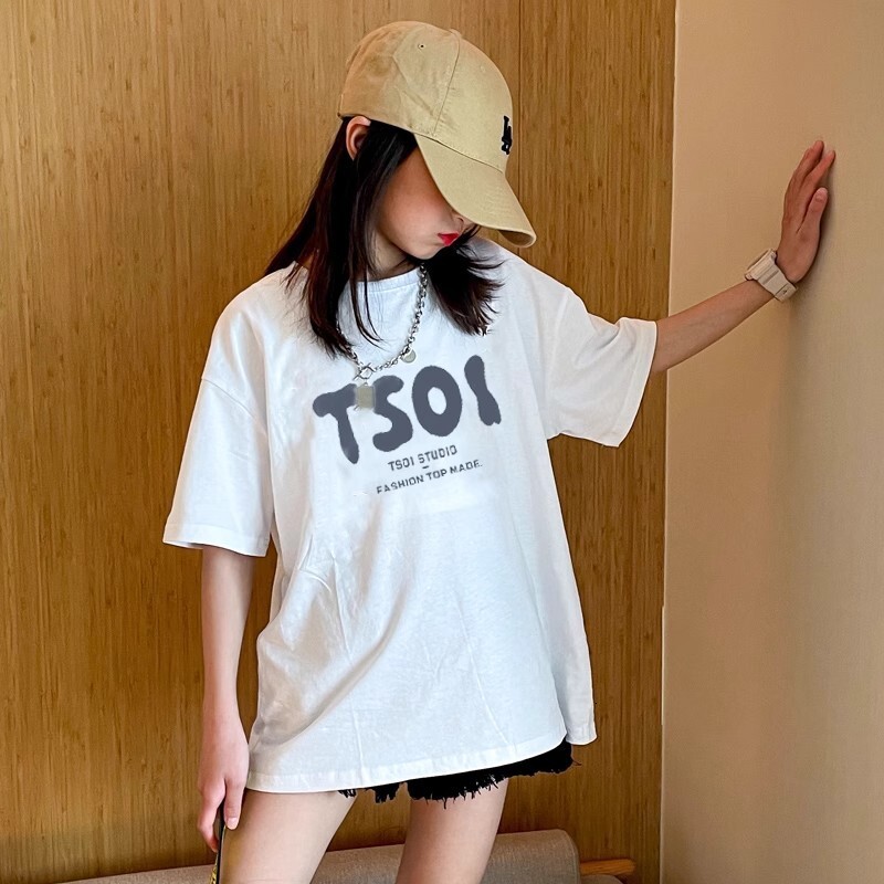 Ddmyshoesvip Pure Cotton Girls Short Sleeved Summer New Item Medium And Large Letter Printed Children S T Shirt Top Trend