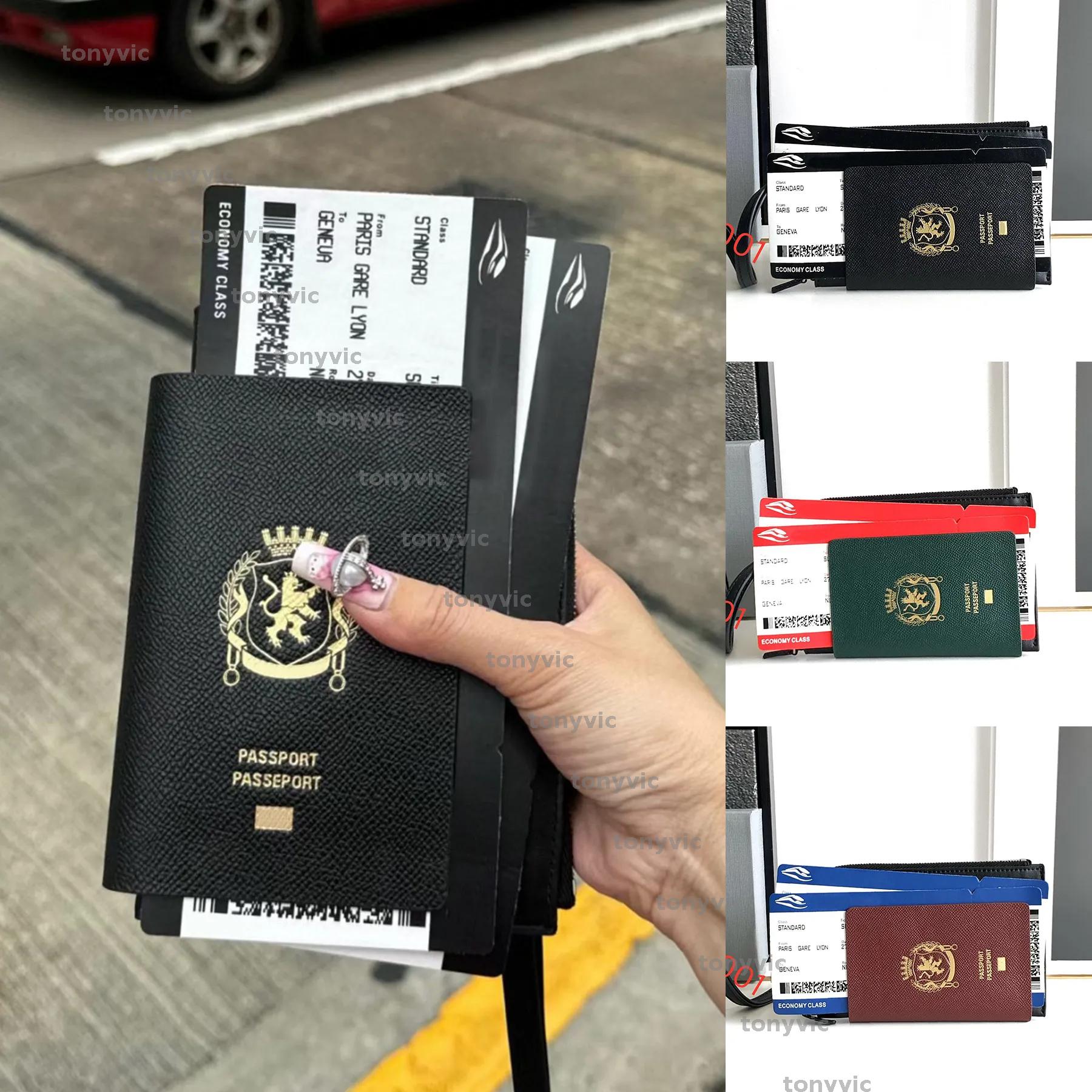 New PASSPORT LONG WALLET 1 TICKET IN BLACK Luxury Designer Semi Matte Zipped Coin Purse Bill Pockets Card Slots Cardholder Men Women High Quality BXG250408F