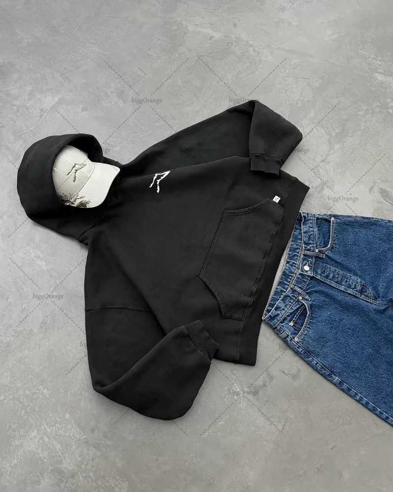 Y2K Punk Gothic Mens Hoodie Fashionable Loose Casual Printed Jumper Harajuku Trendy Brand Street Clothing Retro Couple Oversized Sweater W250408