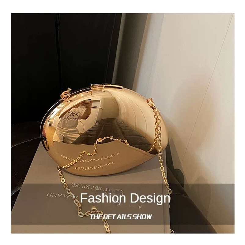 er Acrylic Shell Shape Clutch Bag Gold Silver Women Evening Party Bag Cute Shiny Metal Shoulder Crossbody Bags Small Purse 250401