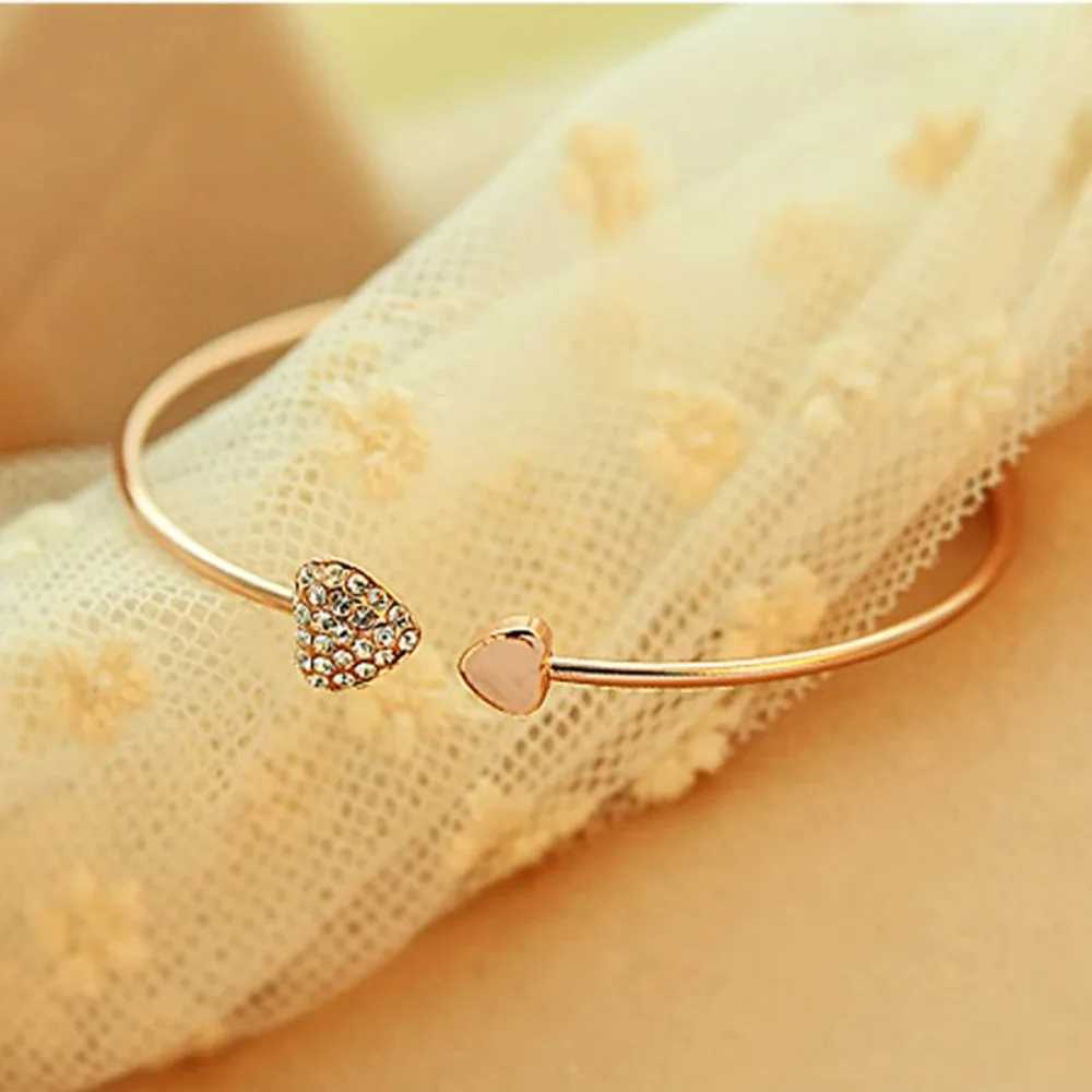 2024 New Arrival Fashion Adjustable Crystal Double Bow Bilezik Cuff Opening Bracelet for Wen Jewelry GiftsC250408