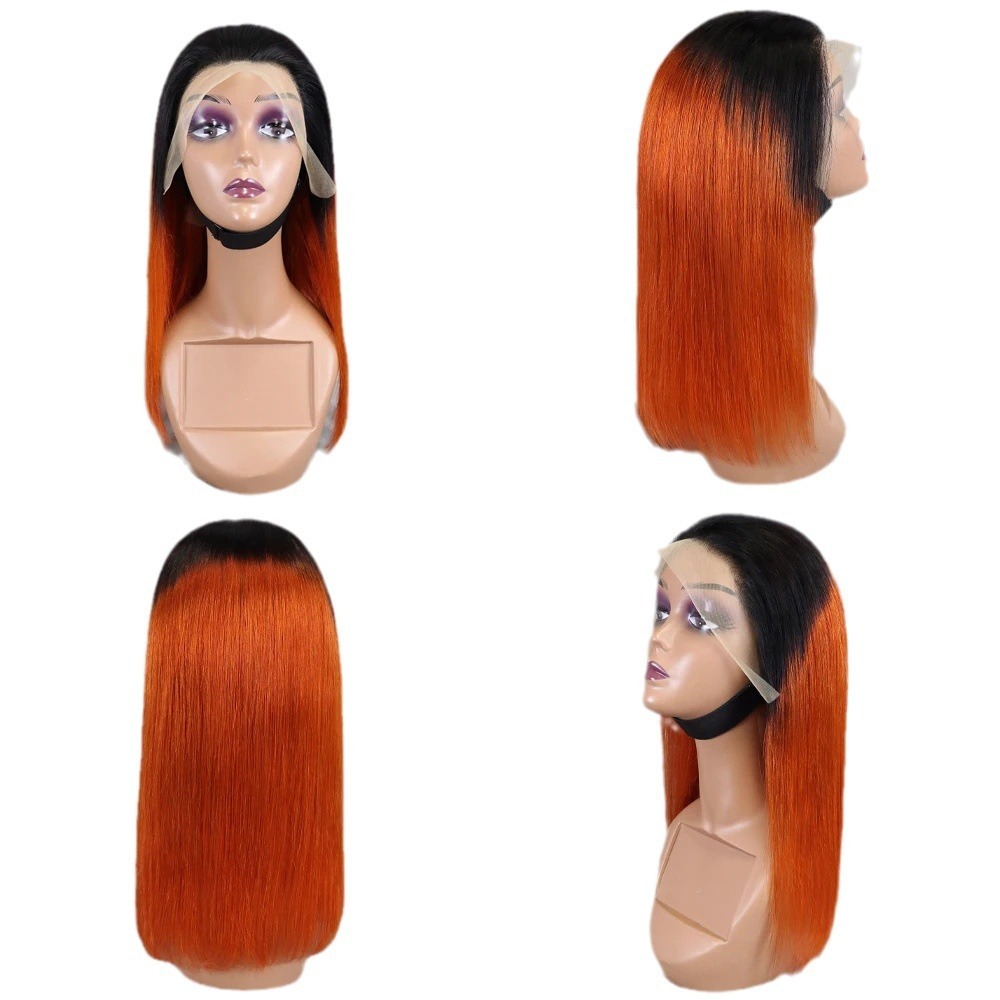 Bone Straight Lace Frontal Wig Short Bob 1B/350 Human Hair