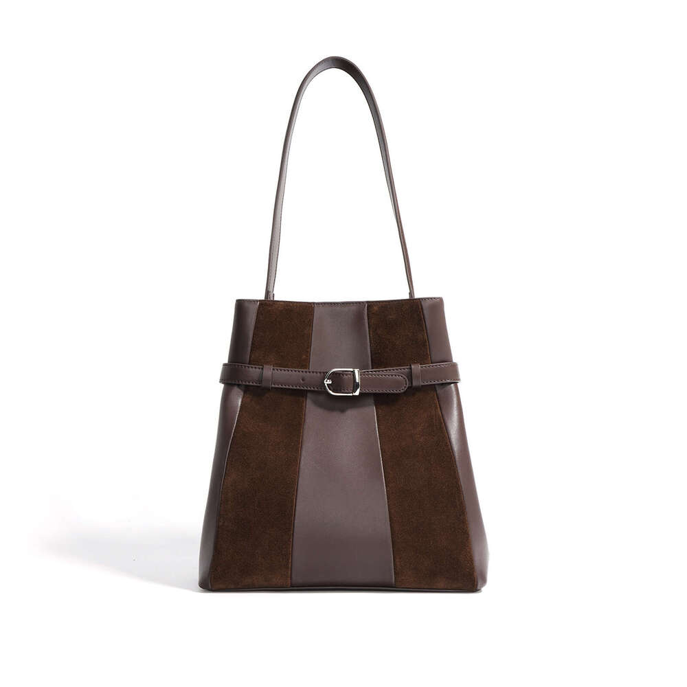 Luxury Bag Designer Fall New Cowhide Tote High End Large Capacity Shoulder Bag Genuine Leather Stripe Patchwork One Shoulder Commuter Women's Tot